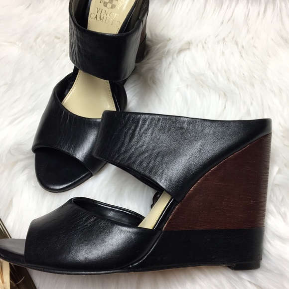 SOLD Vince Camuto Slip On Mule Open Toe Wedge Heel - Picture 3 of 8